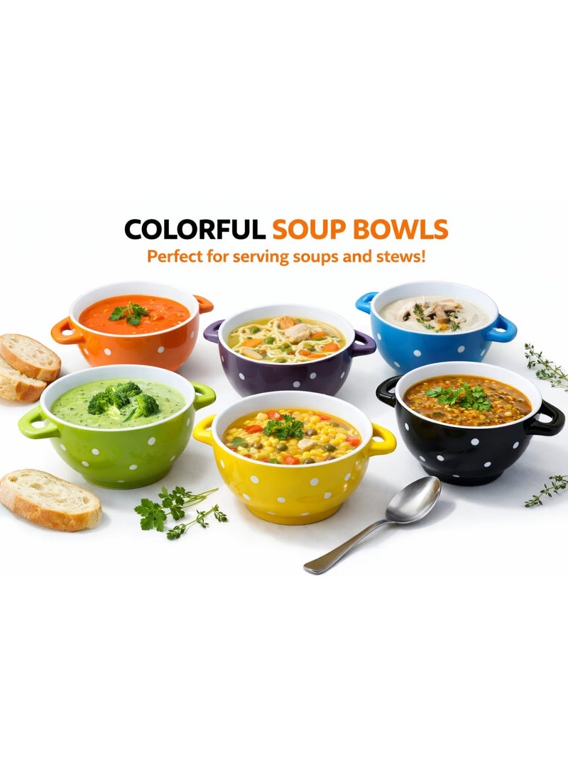 طقم بولات شوربة سيراميك "بولكا دوت" 6 قطع - ألوان متعددة - مقاس 15 سم - Image 4